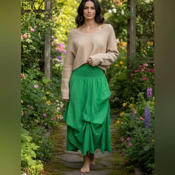 Light Pink V-Neck (front & back) over sized Semi cropped Sweater - Picture 3 of 5